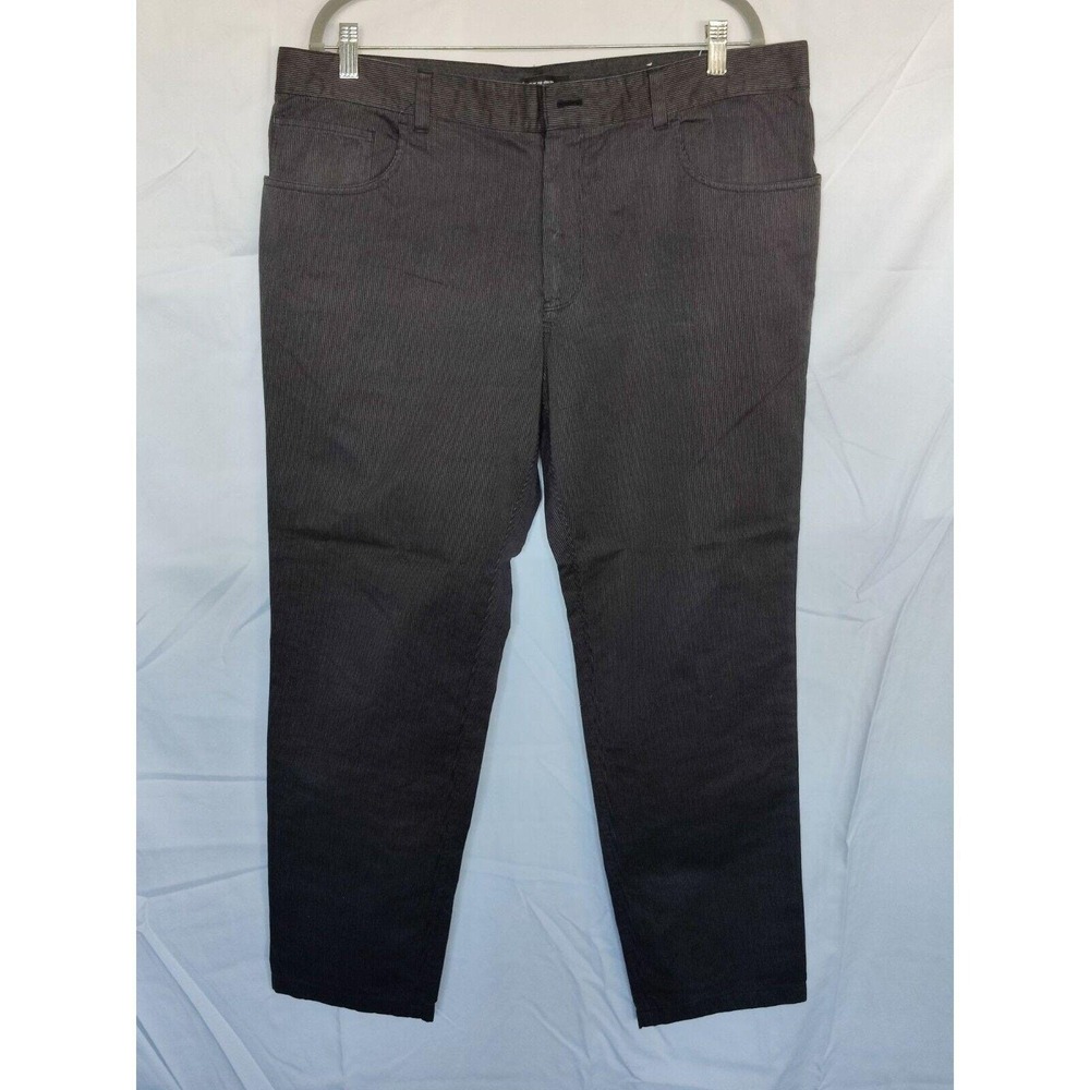 Bar III Men's Slim-Fit Black Gray Striped Pants 38 X 30 Flat Front